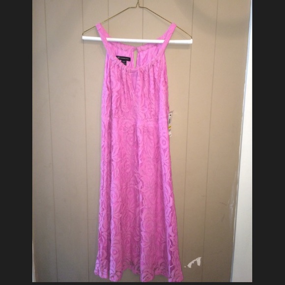 Pink floral mid-length dress