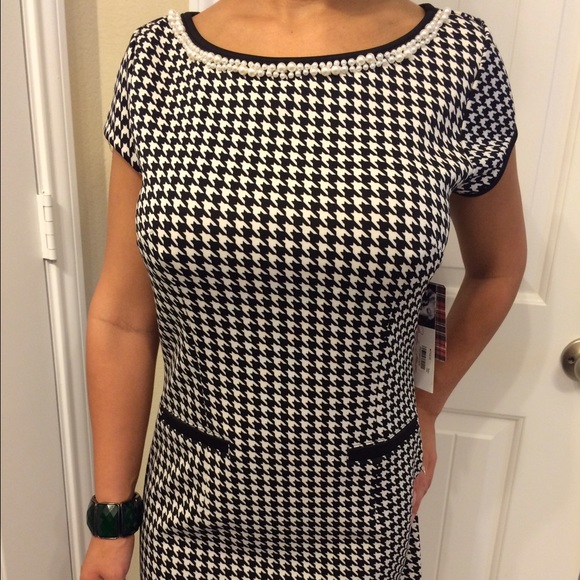 New with tags black and white houndstooth dress