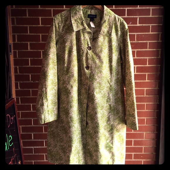 Lands End patterned trench coat