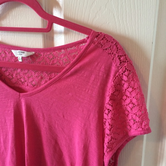 Crown and Ivy t-shirt with lace detail.