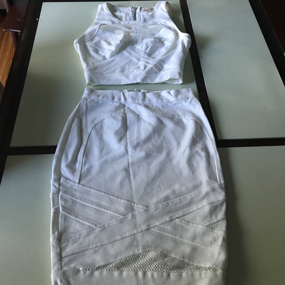 Guess cropped top and high waist skirt