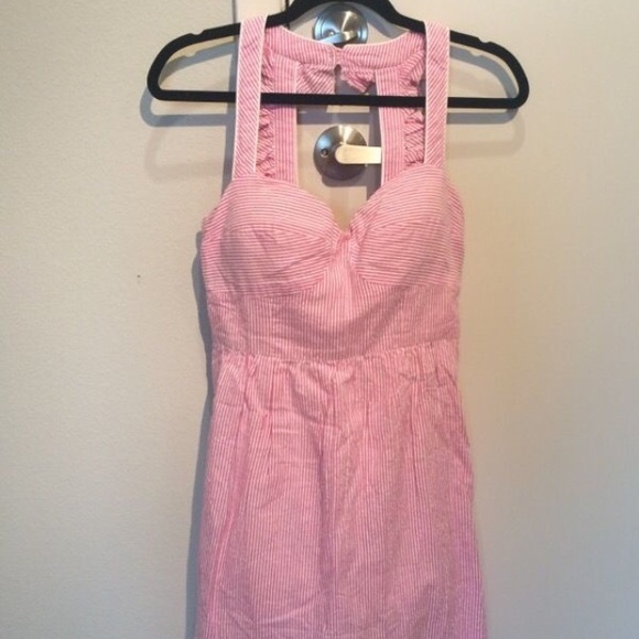 Size 4 pink and white seersucker dress