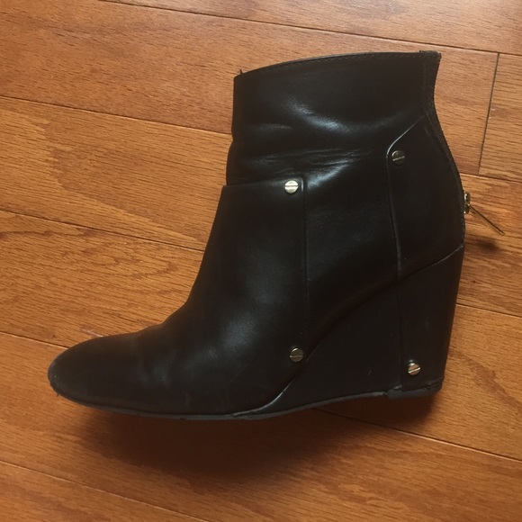 Black Studded Wedge Bootie