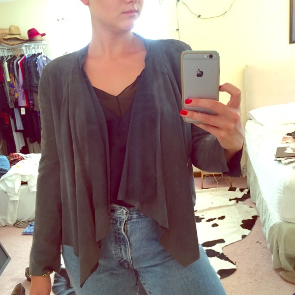 Real Suede! INC Dusty Blue Leather Jacket sz M