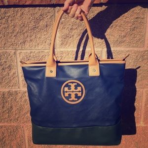 Tory Burch Tote (Navy and Forest Green)