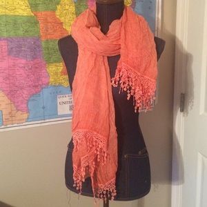 Peachy orange crinkle scarf by Reba