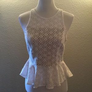 White Fashion Star Peplum top