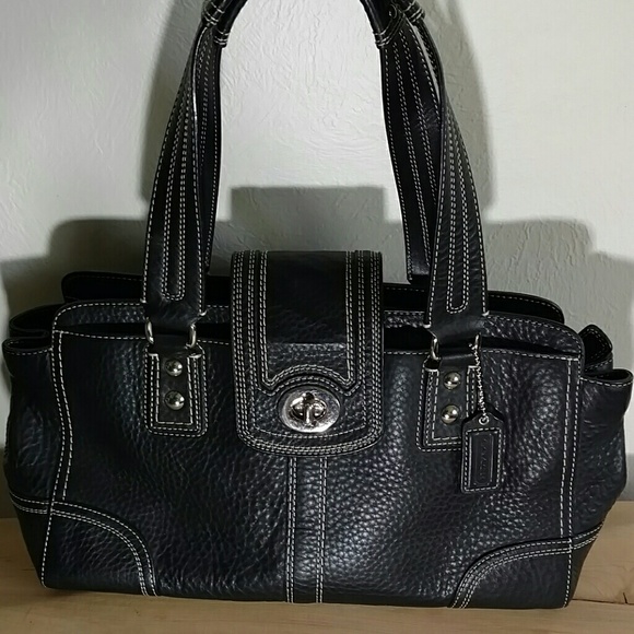 Coach Hamptons Pebble Leather Satchel F13961