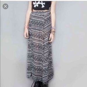 sheer black and white tribal print maxi skirt