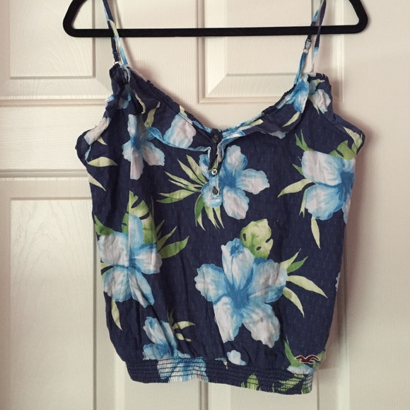 Beautiful Navy Blue Hawaiian Tank Top