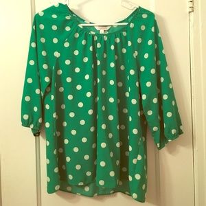 Green blouse w/ white polkadots