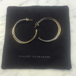 David Yurman "Crossover" hoop earrings with gold