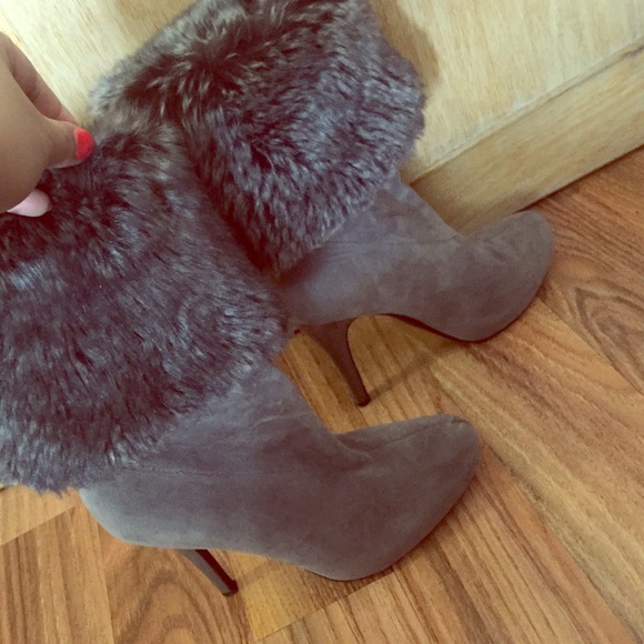 Convertible Fur Ankle booties/ half calf boots