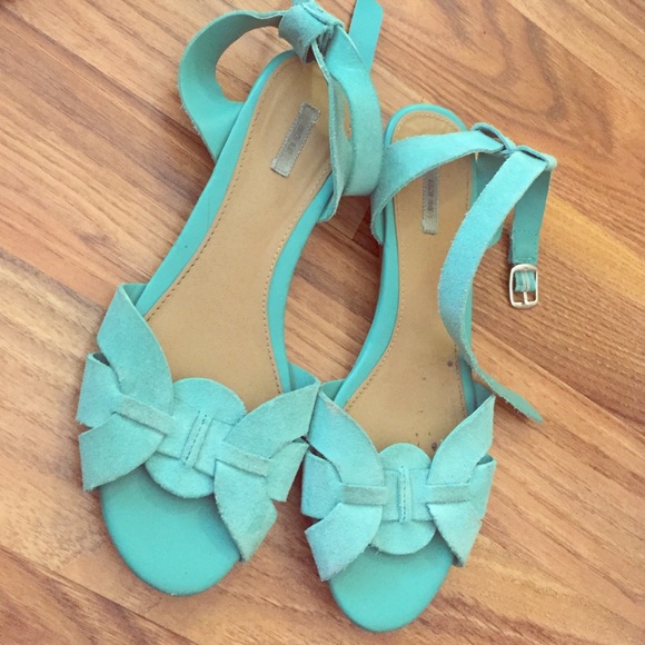 Turquoise suede sandals