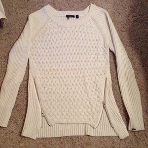 Cream sweater w/ side zippers
