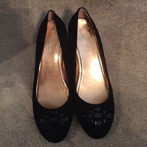 BCBG black suede heels