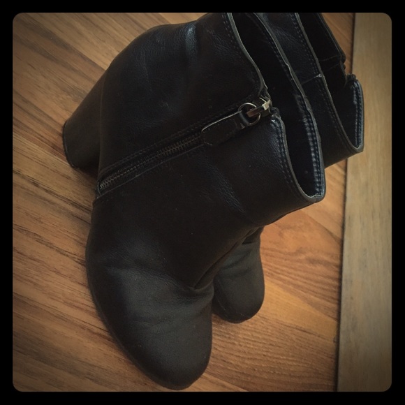 Black leather booties