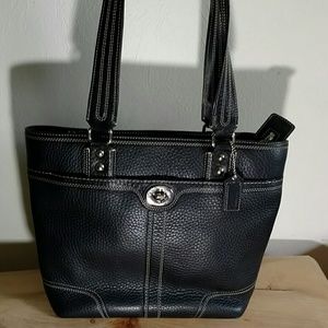 Coach Black Pebbled Leather Hamilton Tote F13959