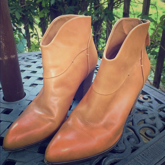 Tan leather booties