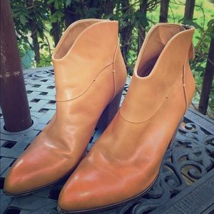 Tan leather booties