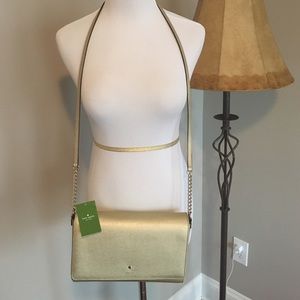 NWT-Kate Spade Gold Cross-body Bag, New with Tag