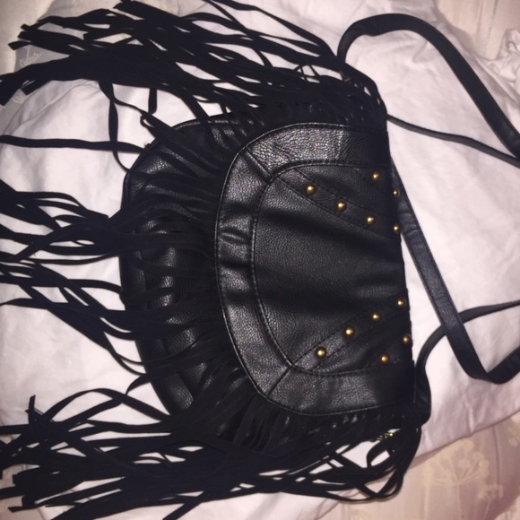 Black fringe crossbody bag
