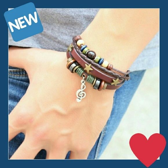 Multi strand leather bracelet
