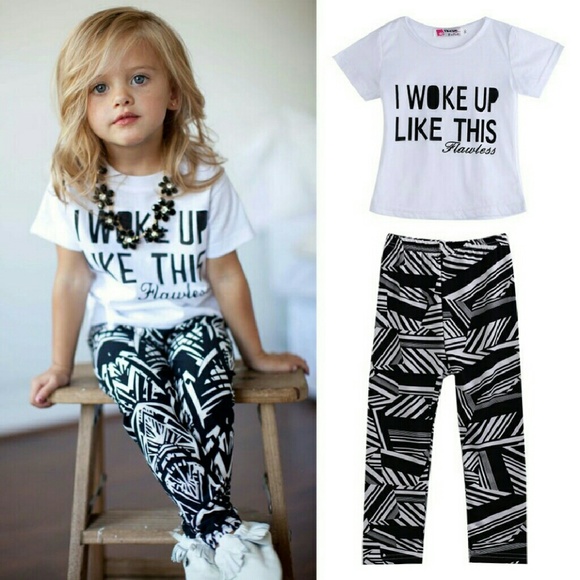 Toddler girls "I woke up like this" outfit