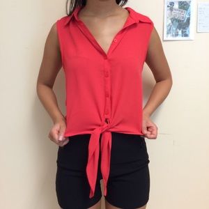Forever21 Button Down Coral Top