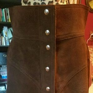Vintage 1970's Horst Chocolate Brown Suede Skirt