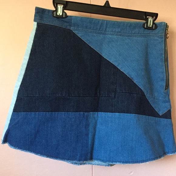 Patchwork denim skirt