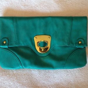 Large Turquoise and Gold Clutch