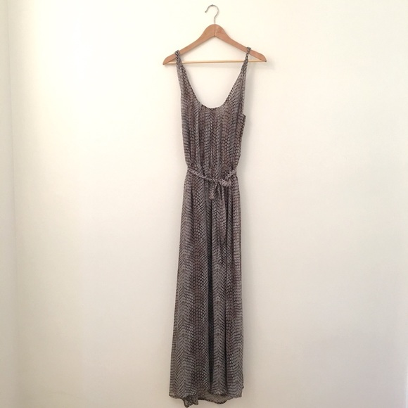 Olivaceous Grey Snakeskin Print Maxi Dress