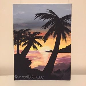 Sunset Palm Tree Painting