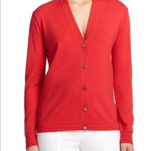 Tory Burch red cardigan