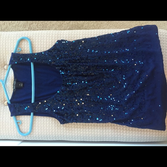 White House black navy/ royal blue sequin top