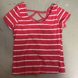 red and white striped crop top