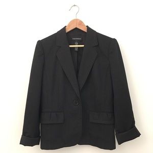 Club Monaco Dark Grey Pinstripe Ruffle Blazer