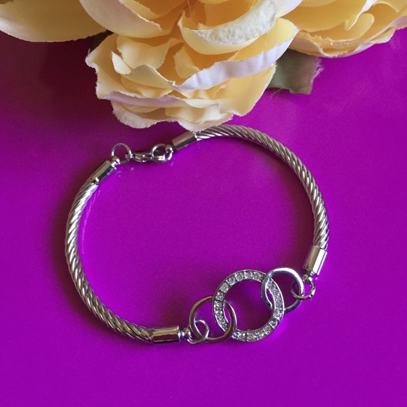 Rope bracelet with faux diamond accents
