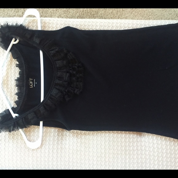 Loft black ruffle tank
