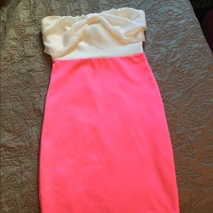 Pink and White Strapless Dress
