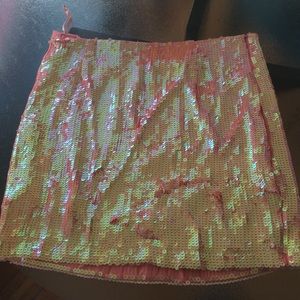 Pink sequin mini skirt