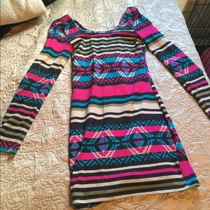 Multicolored Long Sleeve Dress