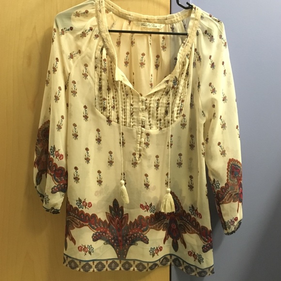 sheer paisley blouse