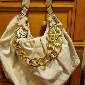 Vintage White leather Juicy large hobo