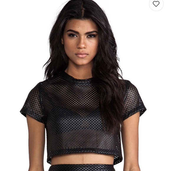 Nookie leather mesh crop top