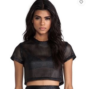 Nookie leather mesh crop top