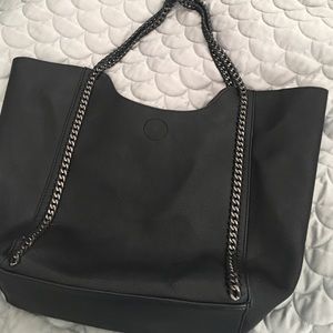 Black chain tote bag