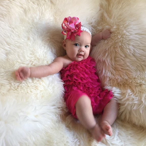NEW baby girl fuchsia ruffle lace party jumper