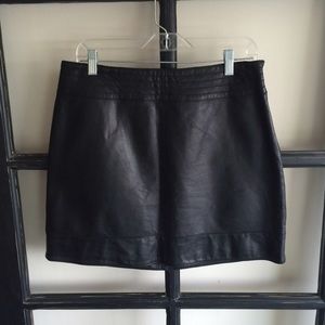 Black leather mini skirt